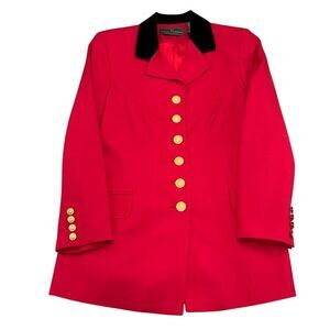 Embassy Row Jacket Women 10P Red Black Gold Crown‎ Buttons Equestrian Wool VTG